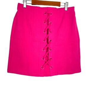 Shinestar | Hot Pink Mini Skirt Criss Cross Front M Barbiecore